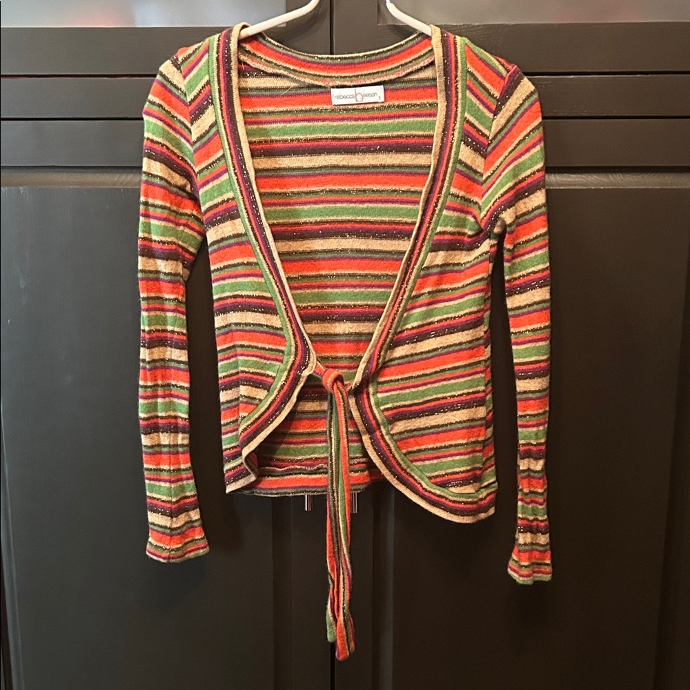 Rebecca Beeson Wool Blend Striped Cardigan Size Small